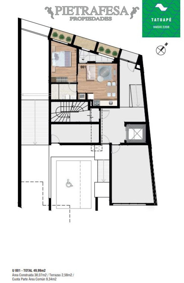 Apartamento ID.11804 - Apto a estrenar 1 dormitorio, 1 baño y terraza-Tres Cruces 