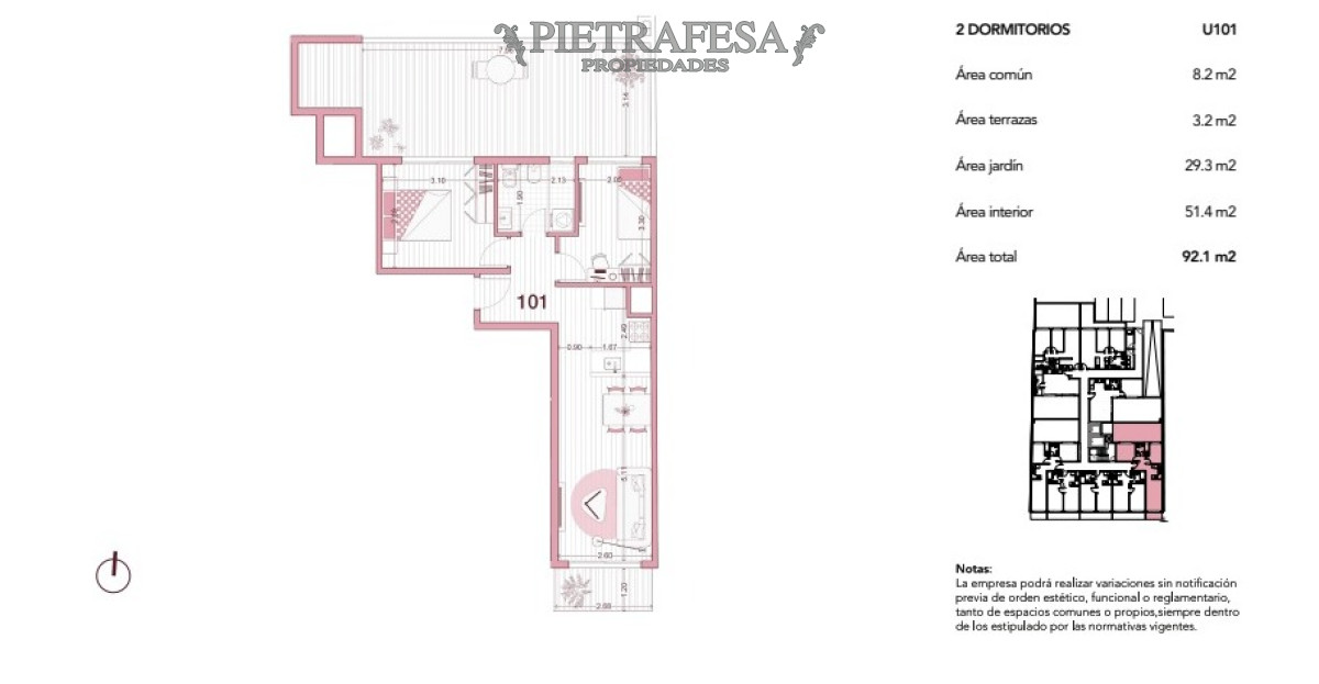 Apartamento ID.9107 - Apto 2 dormitorios, 1 baño y terraza-Cordón