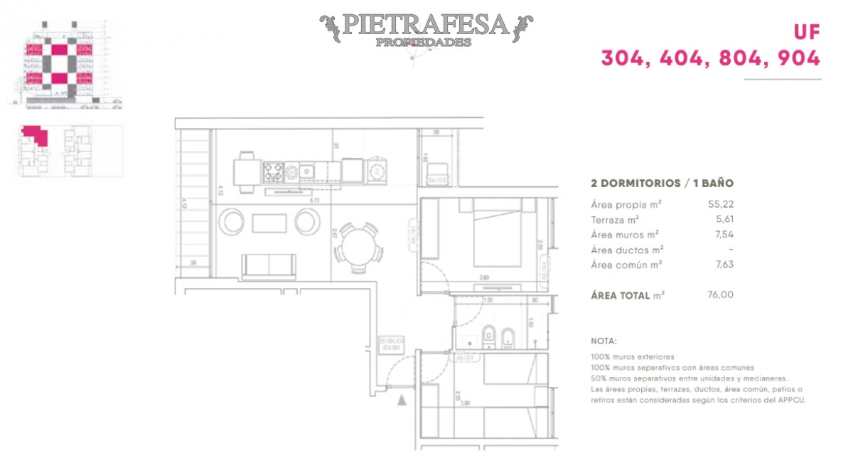 Apartamento ID.7596 - Apartamento a estrenar 2 dormitorio 1 baño y terraza - Canelones- Centro