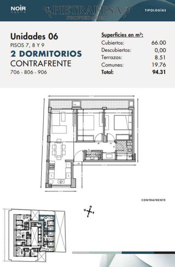 Apartamento ID.9985 - Apto a estrenar 2 dormitorios, 2 baños y terraza-Pocitos
