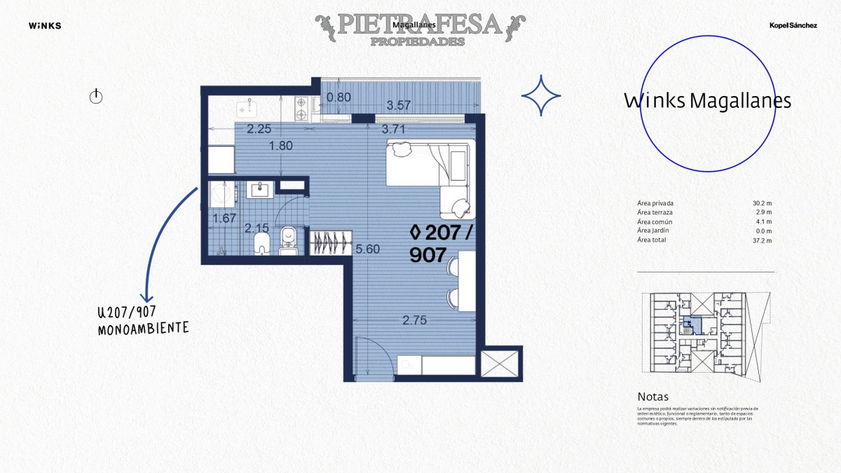 Apartamento ID.8464 - Monoambiente a estrenar- Magallanes- Palermo