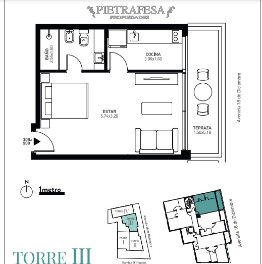 Apartamento ID.1171 -  Monoambiente a estrenar con terraza - Rambla O  higgins - Malvin