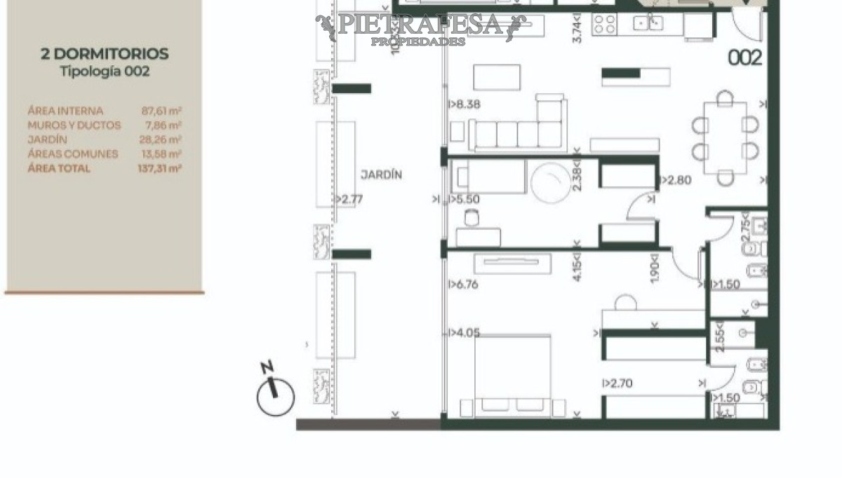 Apartamento ID.8015 - Apartamento a estrenar 2 dormitorios, 2 baños y patio- Roque Graseras-Pocitos