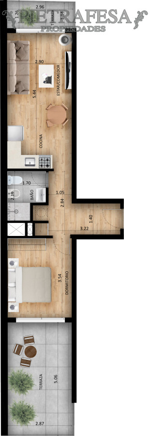 Apartamento ID.12230 - Apto a estrenar 1 dormitorio, 1 baño y terraza-Cordón