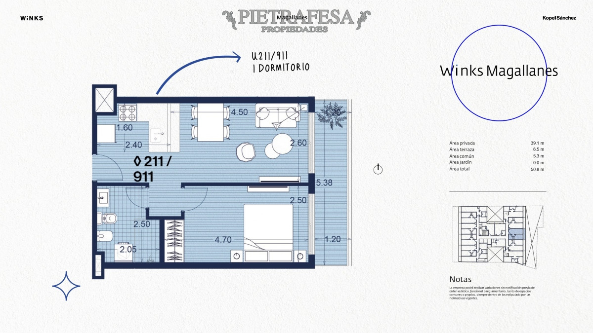 Apartamento ID.8465 - Apartamento a estrenar, 1 dormitorio, 1 baño y terraza-Magallanes- Palermo