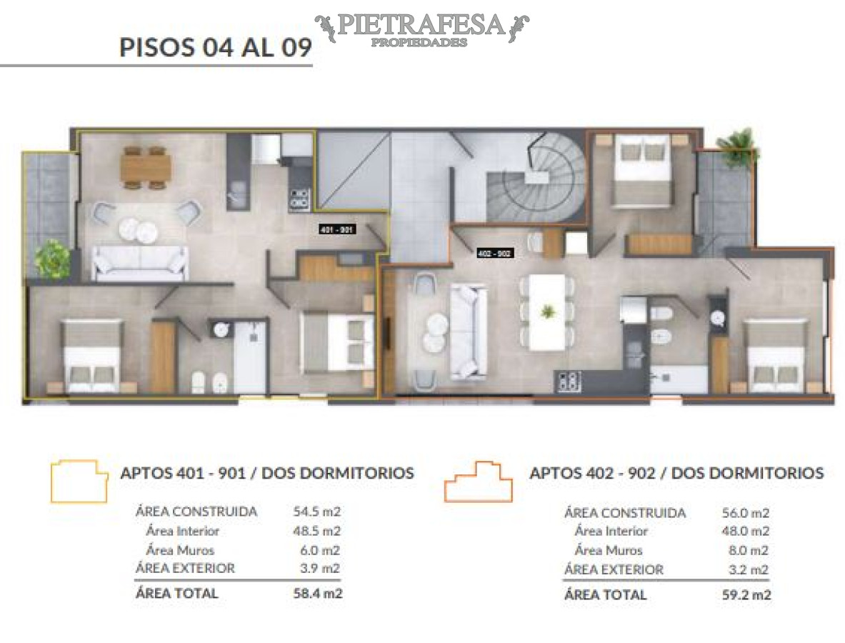 Apartamento ID.7395 - Apartamento a estrenar 2 dormitorios, 1 baño y terraza-Libertad- Pocitos