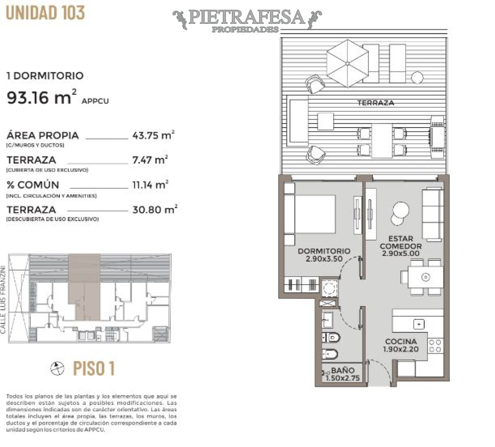Apartamento ID.14428 - Apartamento de 1 dormitorio con gran Terraza. En Punta Carretas
