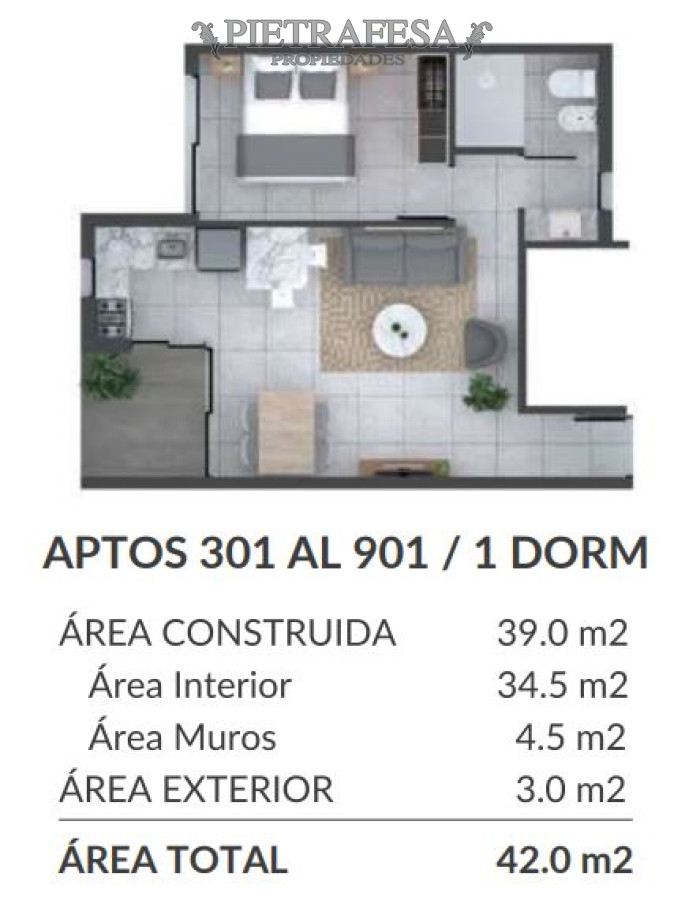 Apartamento ID.12175 - Apto a estrenar 1 dormitorio, 1 baño y terraza-La Blanqueada