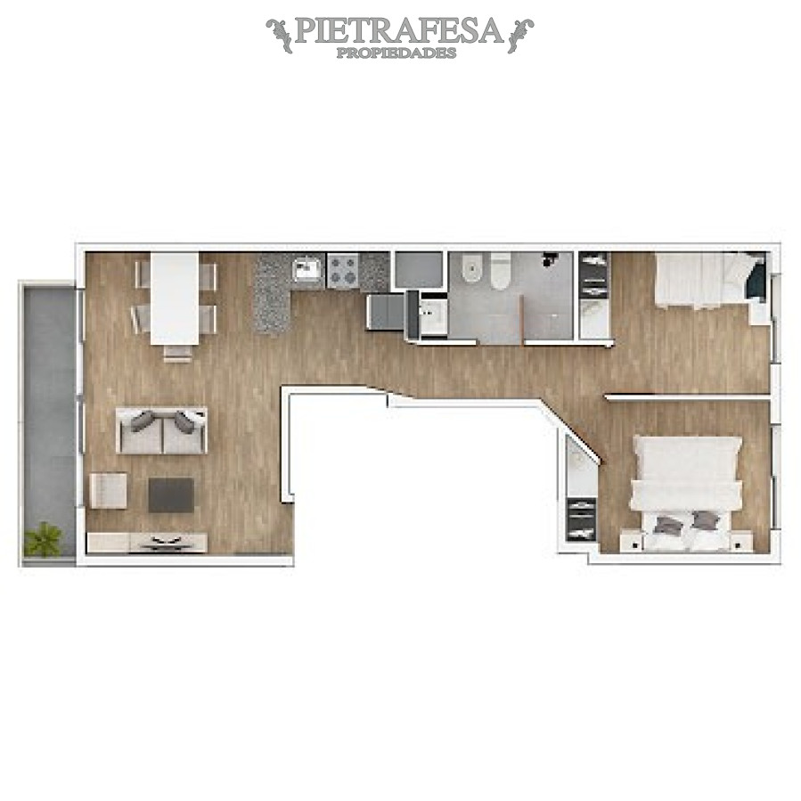 Apartamento ID.5697 - Apartamento a estrenar, 2 dormitorios, 1 baño y terraza- Juan Paullier -Tres Cruces