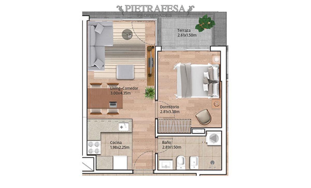 Apartamento ID.14161 - Apartamento en venta a estrenar 1 dormitorio, 1 baño y balcón - Monte Caseros- Tres Cruces