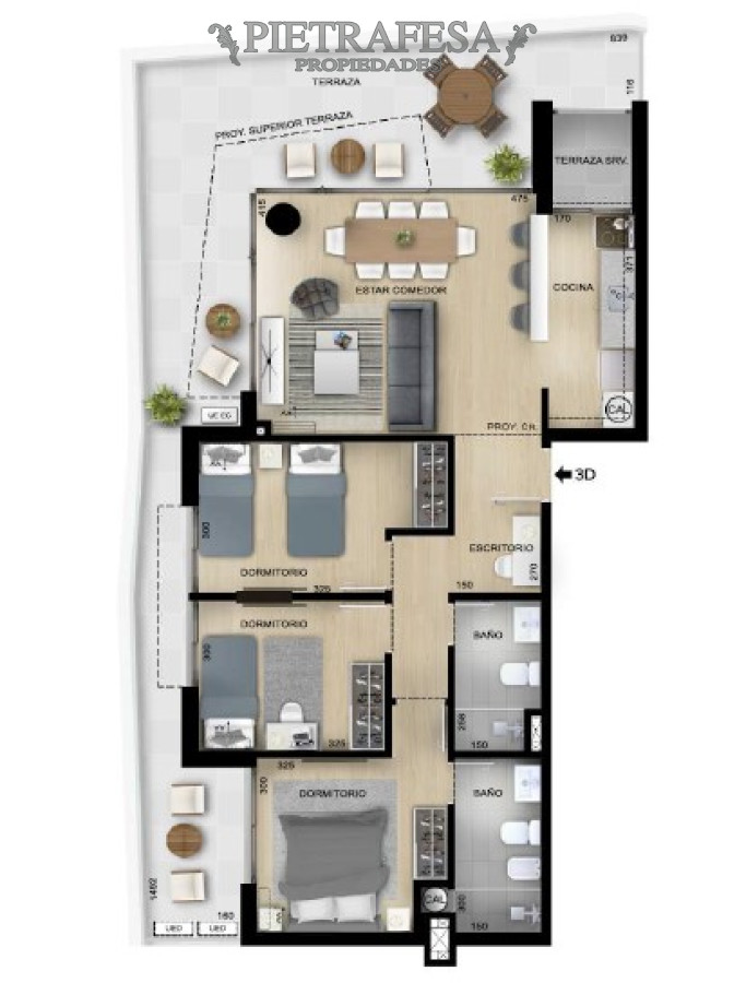 Apartamento ID.7786 - Apartamento en venta a estrenar 3 dormitorios, 2 baños, garaje y terraza - Paraguay - Centro