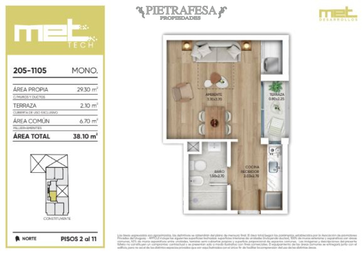 Apartamento ID.13121 - Monoambiente a estrenar con terraza- Cordón