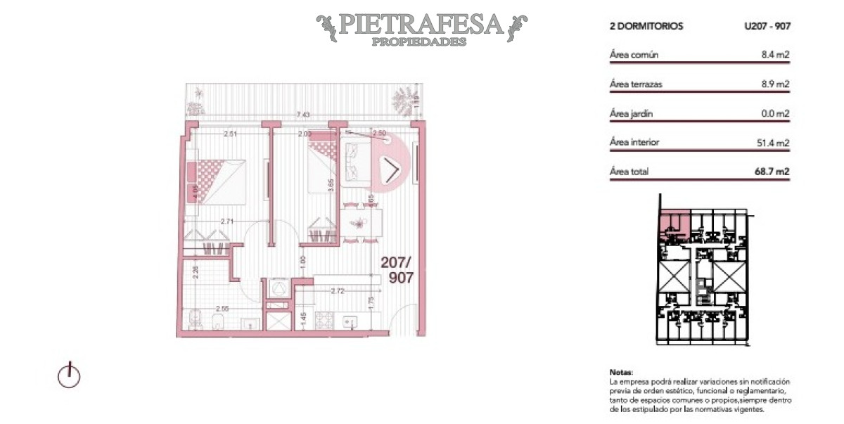 Apartamento ID.9111 - Apto 2 dormitorios, 1 baño y terraza-Cordón