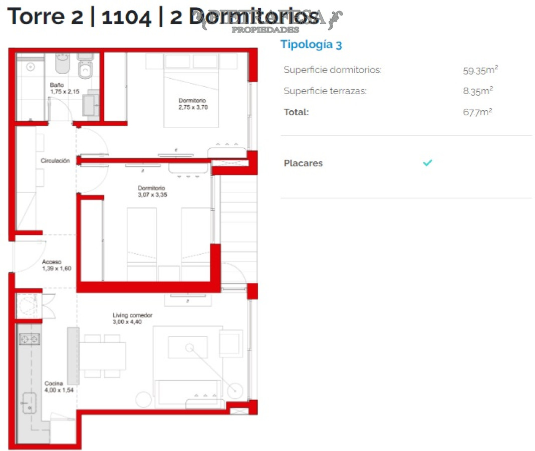 Apartamento ID.7520 - Apartamento en venta con renta a estrenar 2 dormitorios 1 baño con terraza- Av- Italia - Malvin