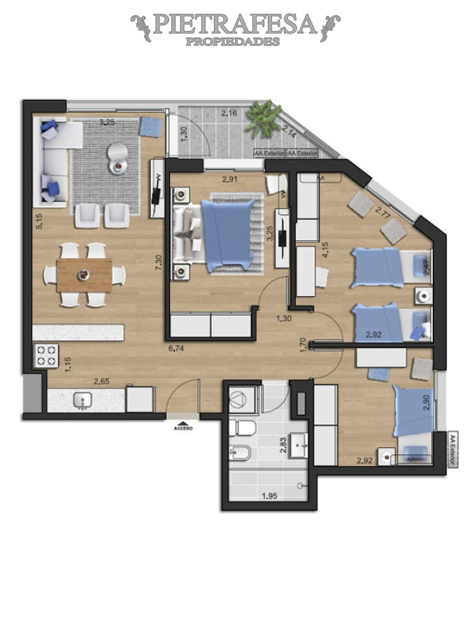Apartamento ID.5554 - Apartamento en venta a estrenar 3 dormitorios 1 baño y terraza- La Paz- Tres Cruces