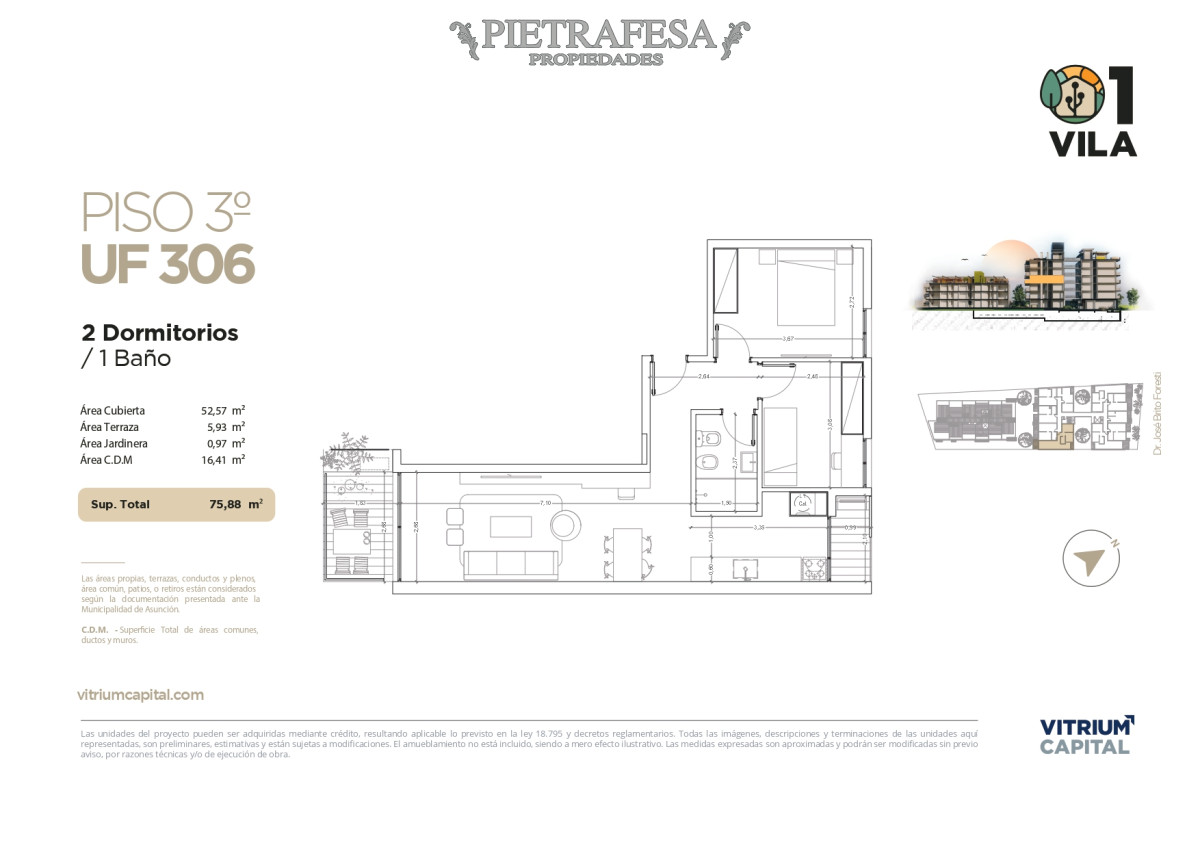Apartamento ID.7916 - Apartamento 2 dormitorios, 1 baño y terraza, a estrenar- Brito Foresti -Parque Batlle