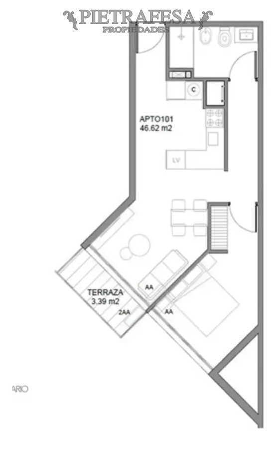Apartamento ID.15206 - Apartamento en alquiler, 1 dormitorio, 1 baño, Balcón. La Blanqueada.