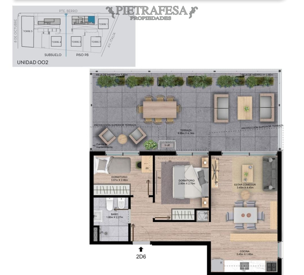 Apartamento ID.5791 - Apartamento a estrenar 2 dormitorios, 1 baño y terraza- Pte. Berro- Parque Batlle