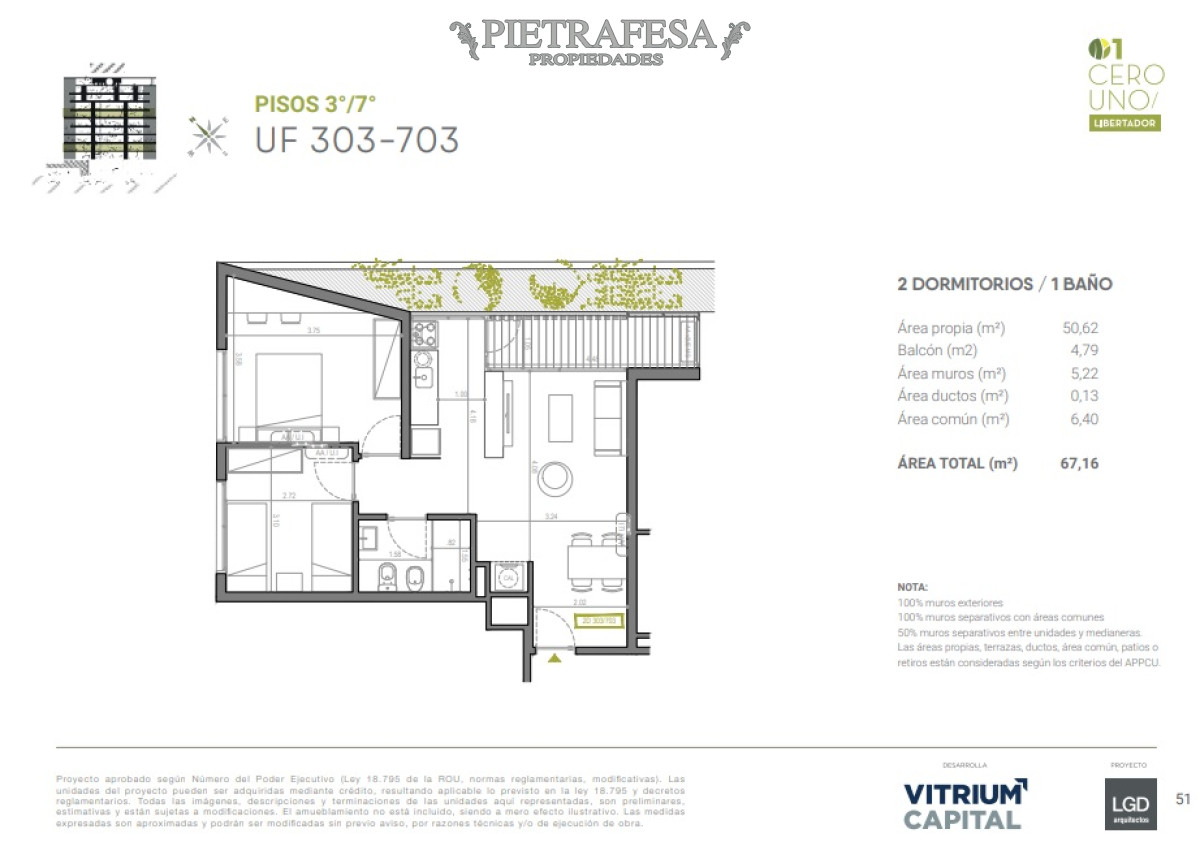 Apartamento ID.7666 - Apartamento en venta a estrenar 2 dormitorios 1 baño y terraza - Av. Libertador - Aguada