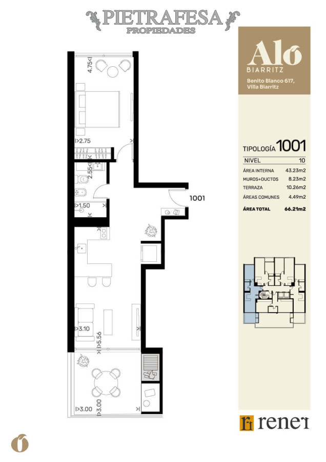 Apartamento ID.13674 - Penthouse a estrenar, 1 dormitorio, terraza -Punta Carretas