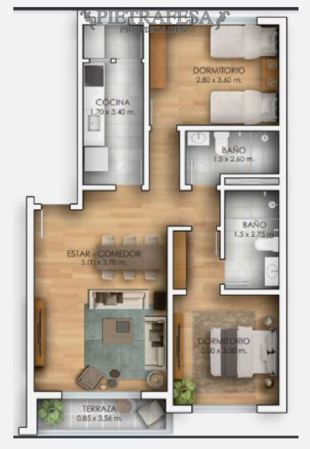 Apartamento ID.11942 - Apto a estrenar 2 dormitorios, 2 baños y terraza-Buceo