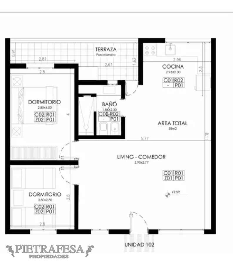 Casa ID.13084 - Casa en alquiler, 2dormitorios, 1baño, terraza. Pinar.