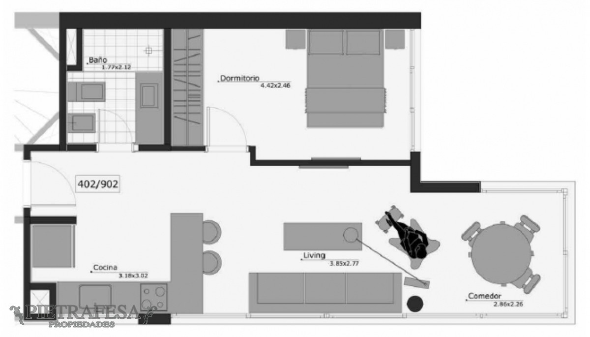 Apartamento ID.7038 - Apartamento en venta con renta 1 dormitorio, 1 baño-Obligado-Pocitos