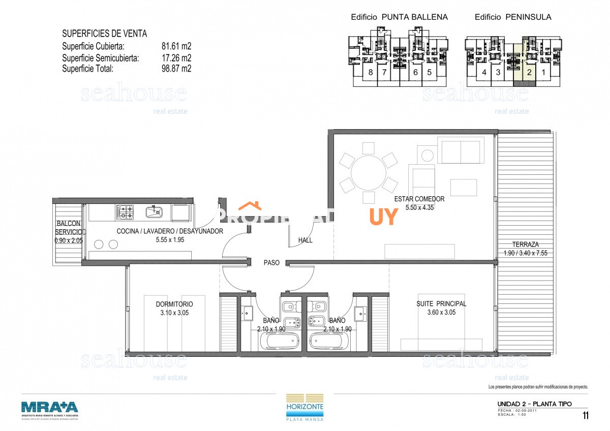 Apartamento Ref.1078 - Departamento de 2 dormitorios - Playa Mansa