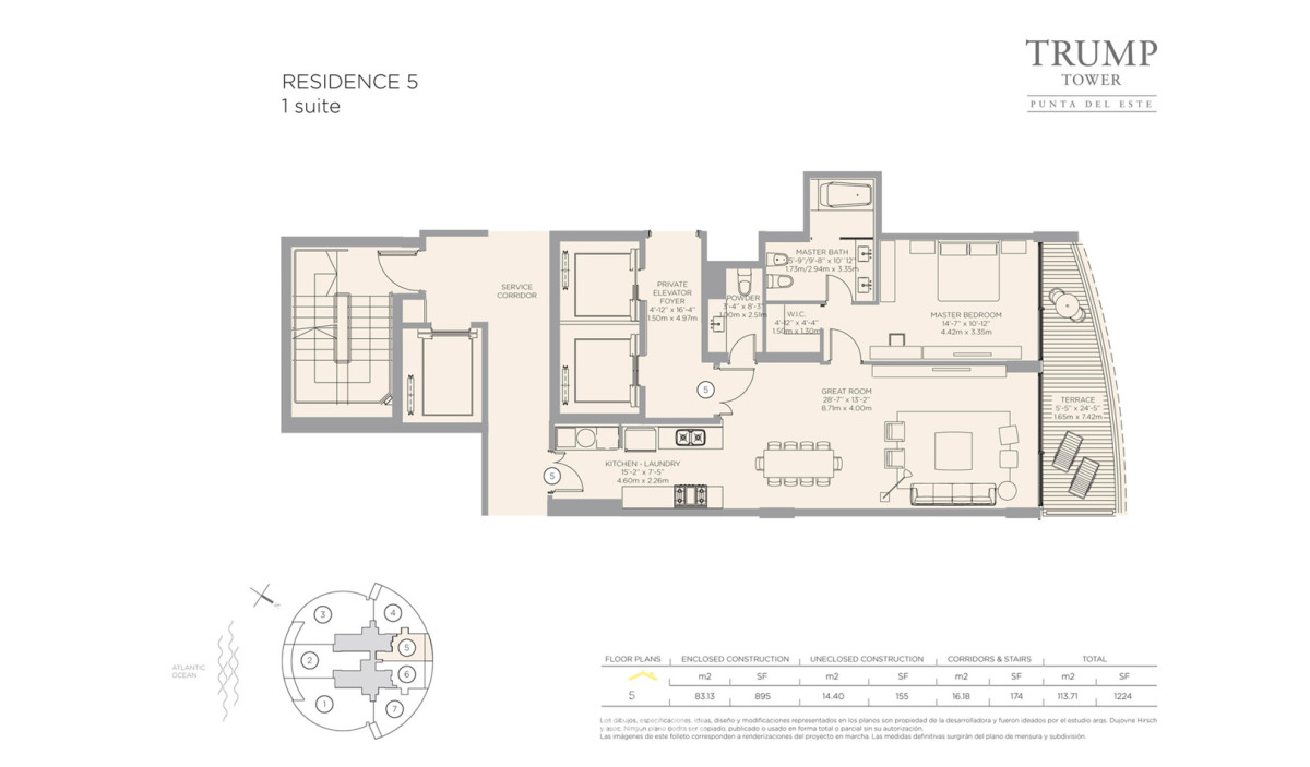 TRUMP TOWER VISTA AL BOSQUE DEPARTAMENTO EN VENTA 1 DORMITORIO  - PLAYA BRAVA PUNTA DEL ESTE - HHO3087A