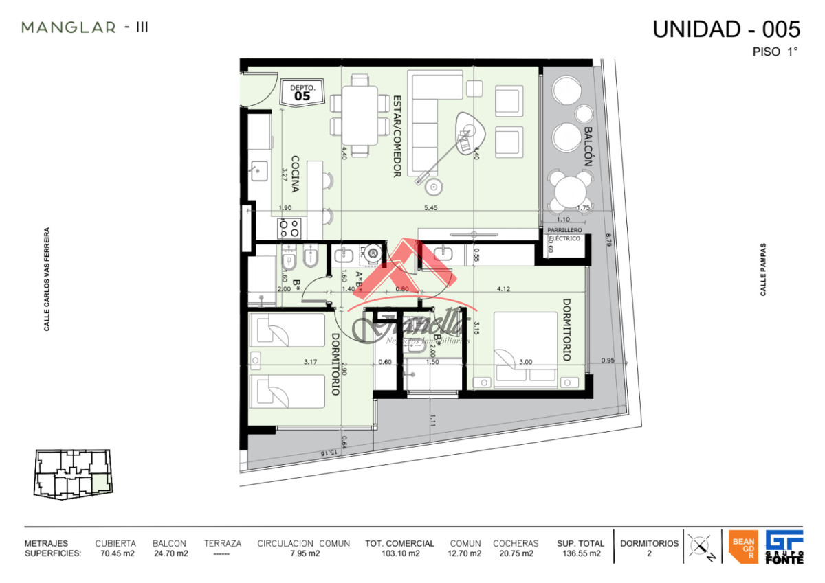 Apartamento ID.2226 - Unidad de 2 dormitorios en pozo, Manglar Umbra, Punta del Este.