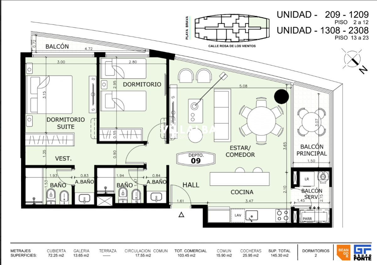 Apartamento ID.4158 - Apartamento en venta 2 dormitorios con 2 baños en pozo, Punta del Este, Playa Brava.