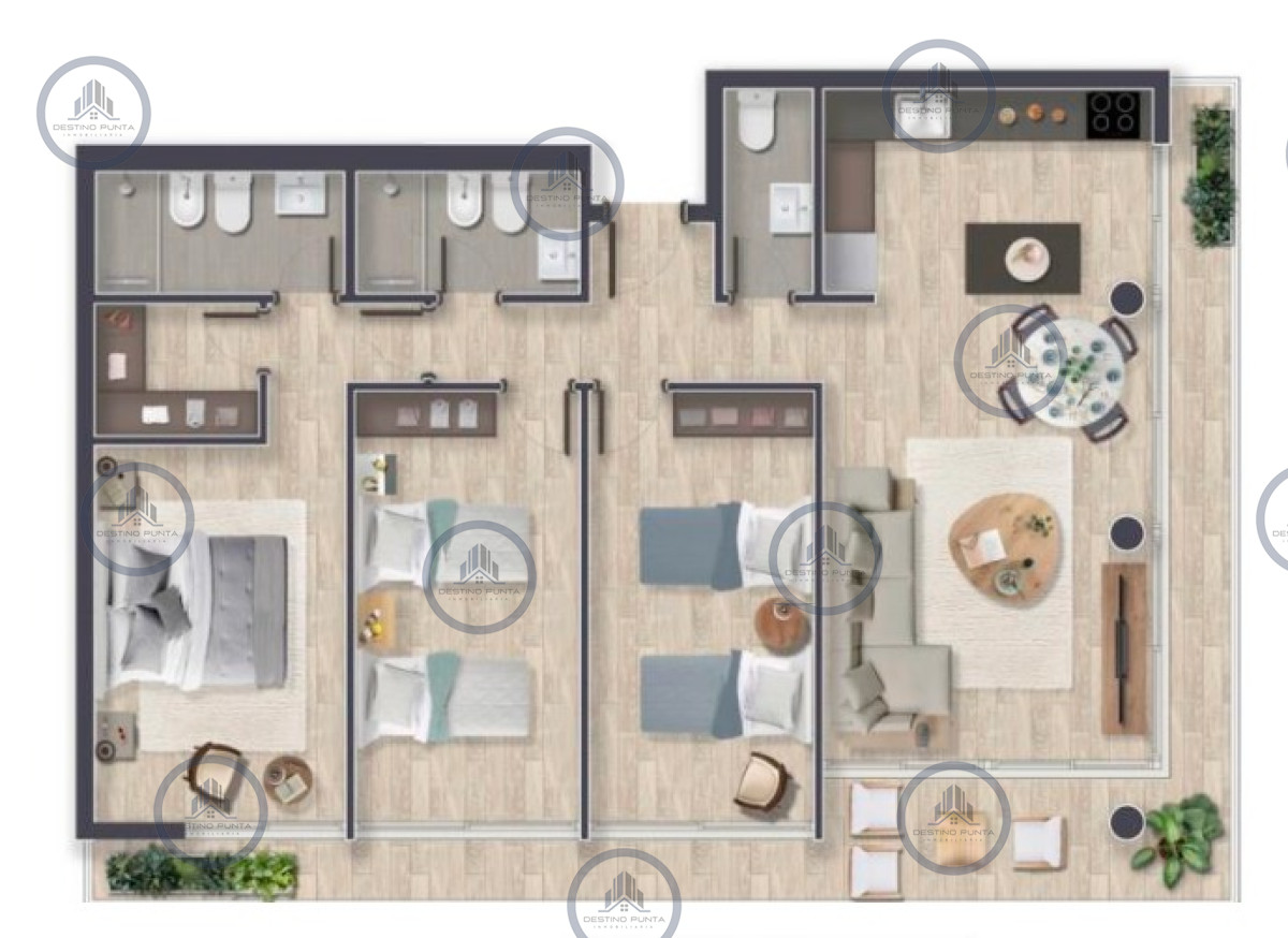 Apartamento en venta de tres dormitorios en reconocido desarrollo — fotografía 1