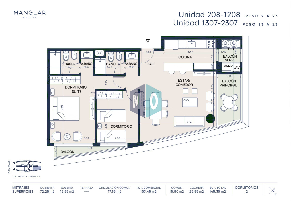 Apartamento ID.1110 - Apartamento de 2 dormitorios en venta, Punta del Este, Playa Brava.
