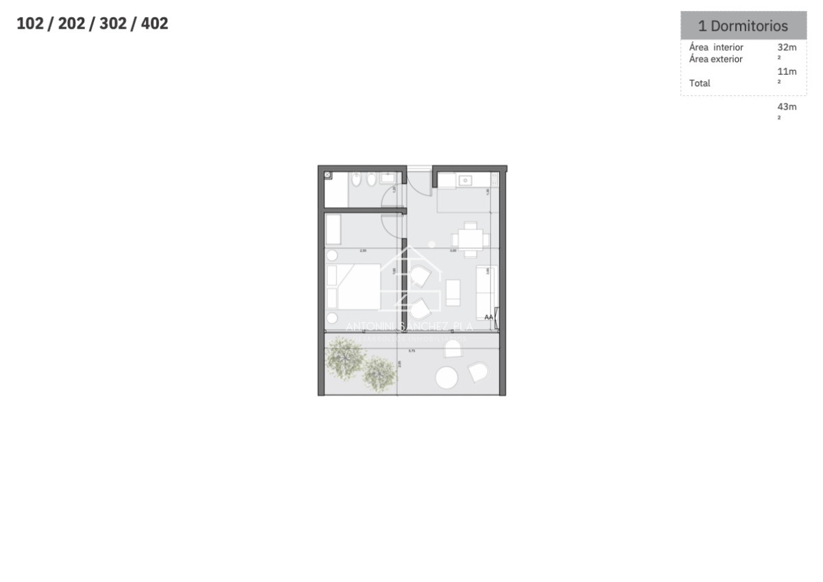 Apartamento ID.2607 - Apartamento de un dormitorio con terraza en venta a 2 cuadras de la mansa