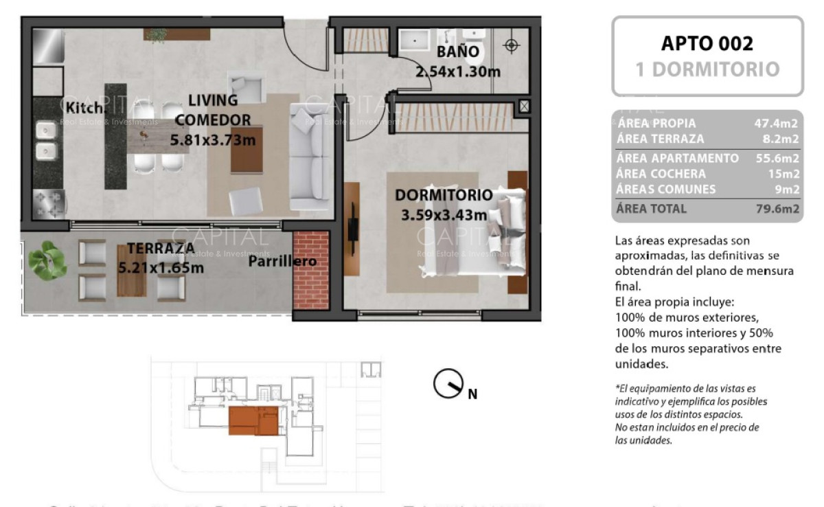 Apartamento ID.39083 - Apartamento de 1 dormitorio en venta en Playa Brava, Punta del Este