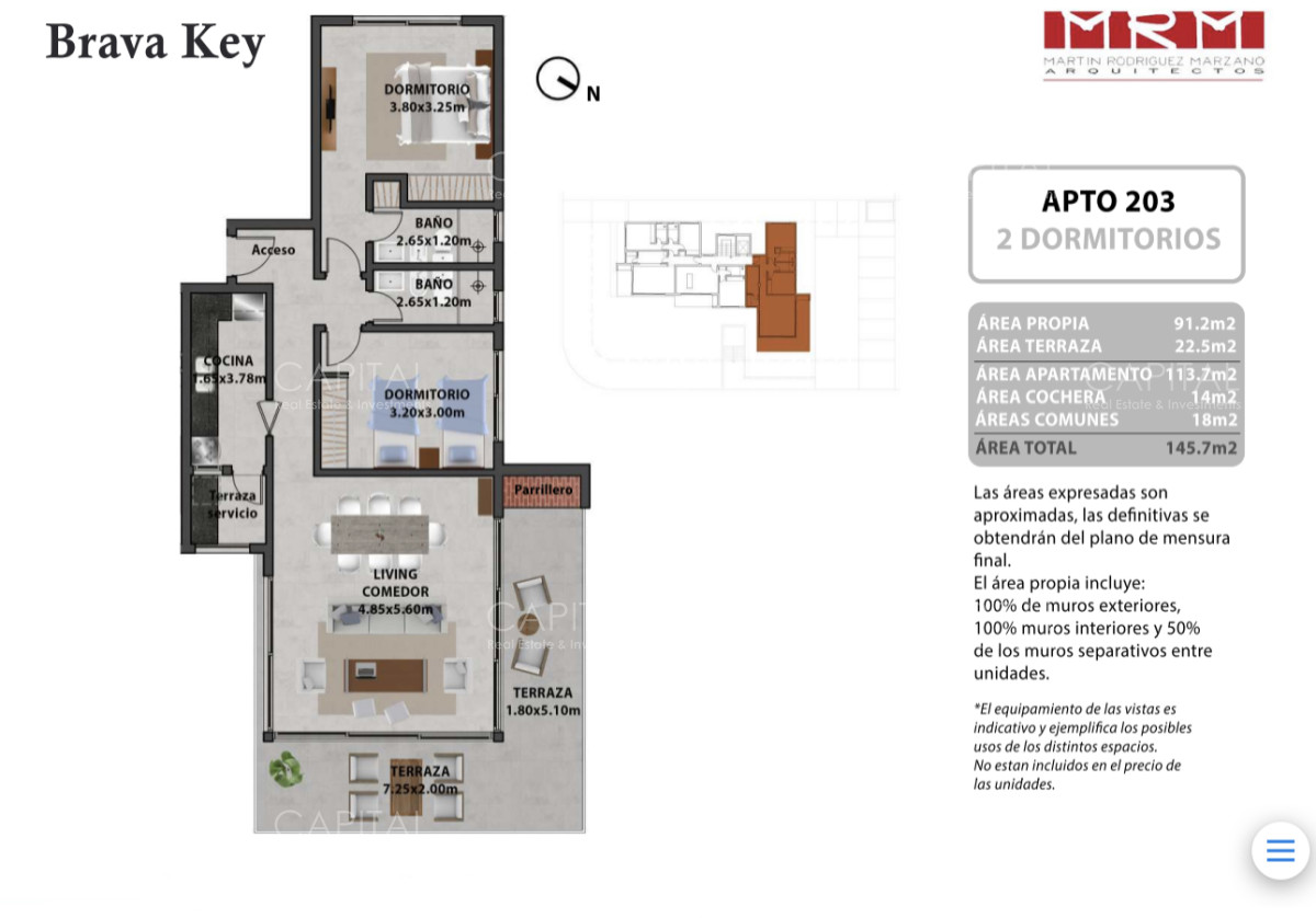Apartamento ID.39081 - Apartamento en venta de 2 dormitorios y 2 baños, Rincón del Indio, Playa Brava,  Punta del Este.