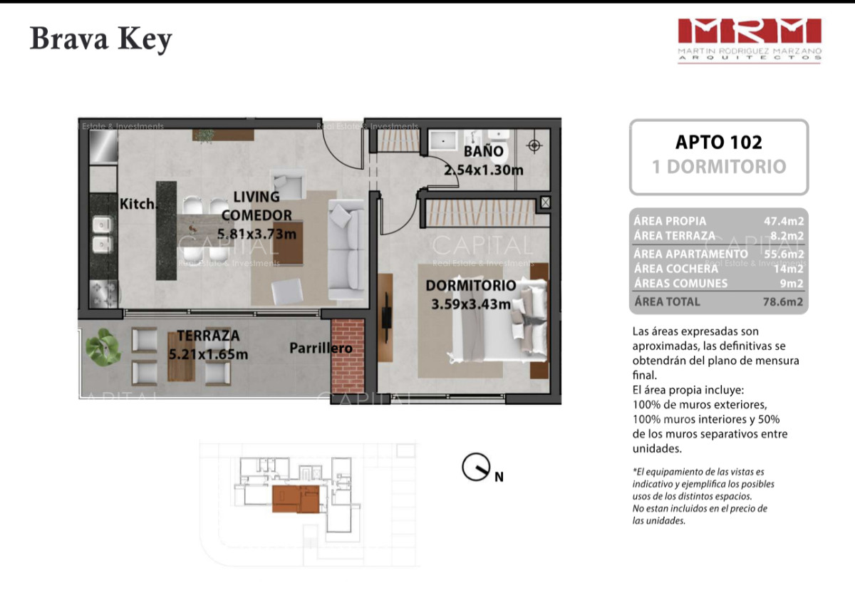 Apartamento ID.39083 - Apartamento de 1 dormitorio en venta en Playa Brava, Punta del Este