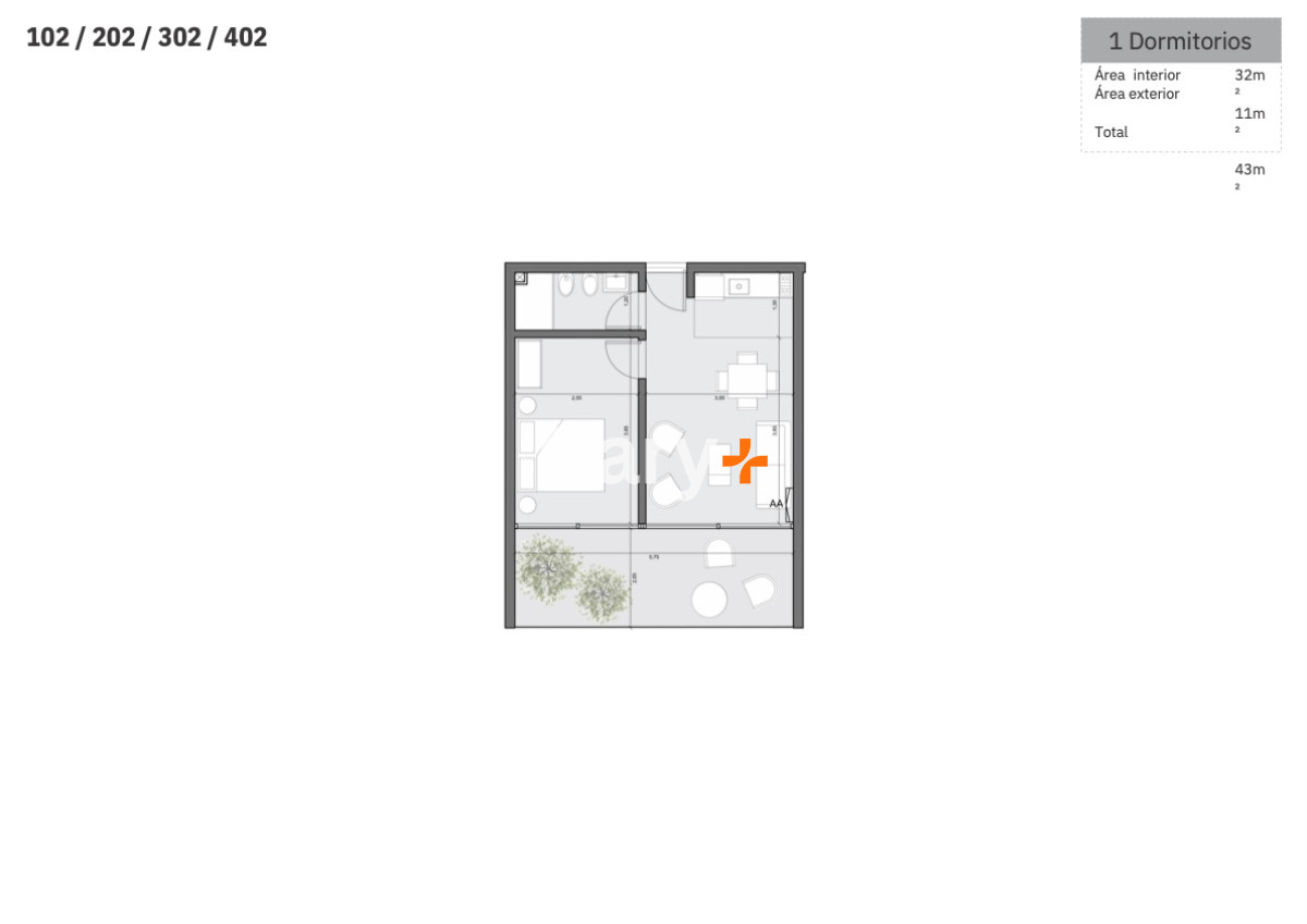 Apartamento ID.27781 - Apartamento de un dormitorio con terraza en venta a 2 cuadras de la mansa