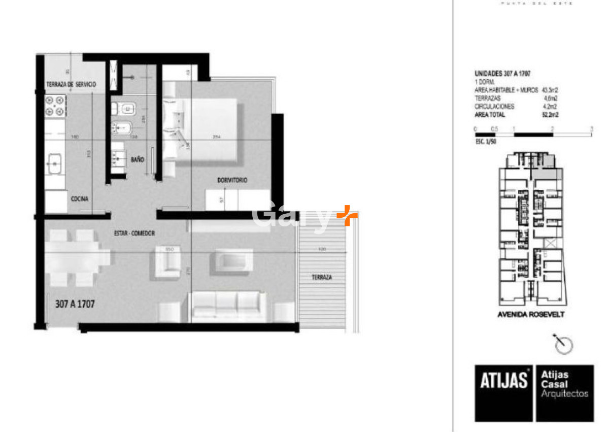 Apartamento ID.29269 - Apartamento en venta, 1 dormitorio en Roosevelt Punta del Este