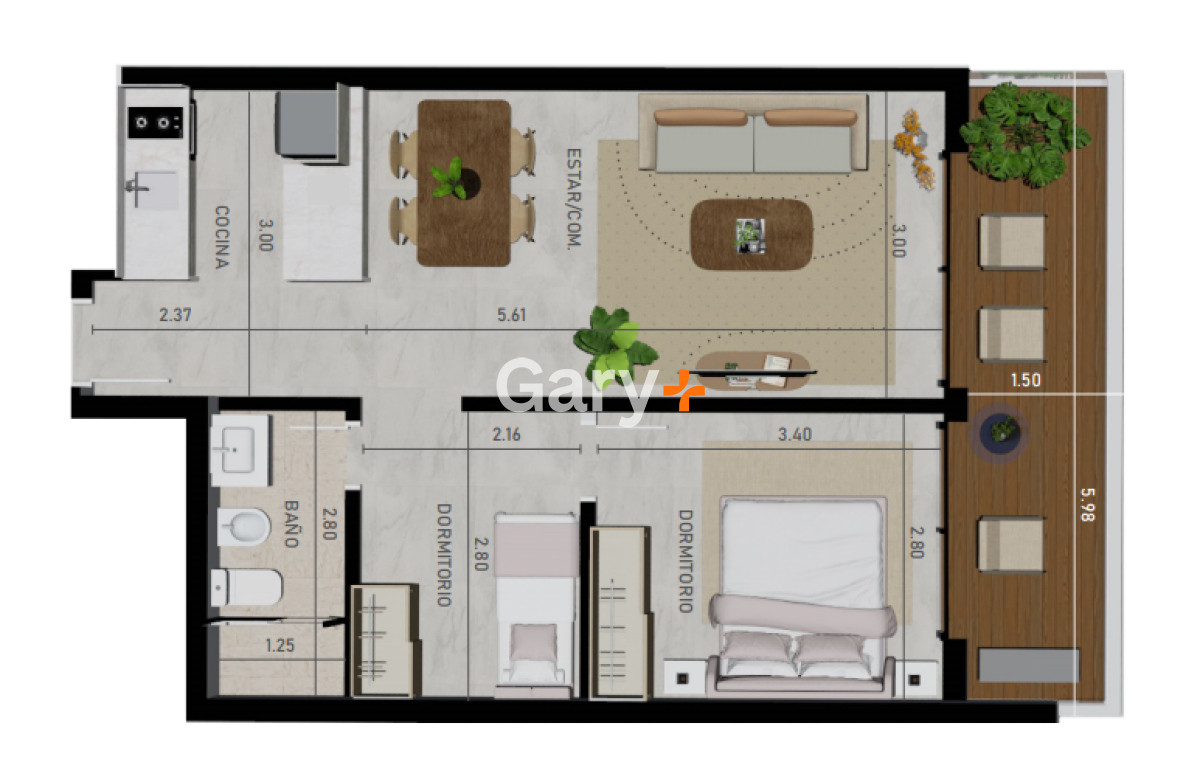 Apartamento ID.28317 - Apartamento en venta 1 dormitorio y medio en pozo, Punta del Este