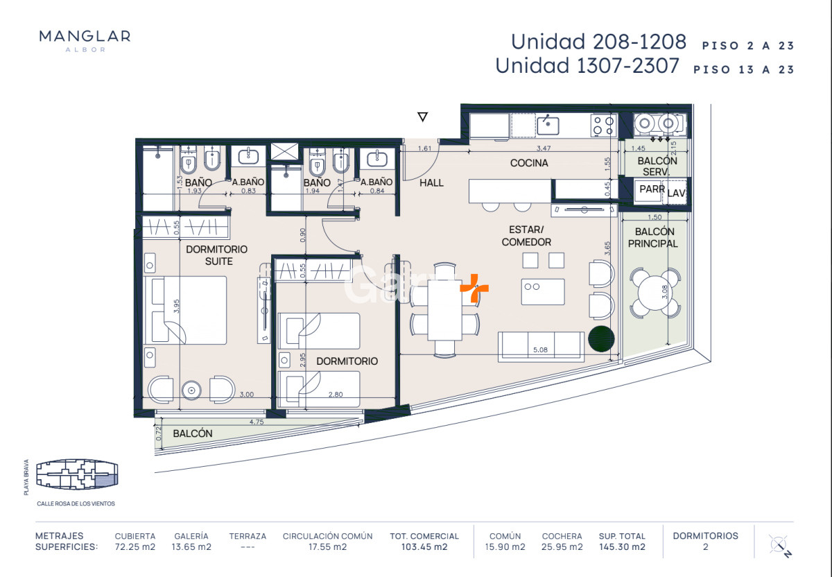 Apartamento ID.28020 - Apartamento de 2 dormitorios en venta, Punta del Este, Playa Brava.