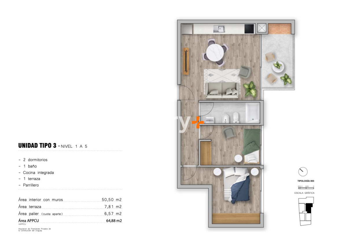 Apartamento ID.27318 - Excelente punto! Apartamento en venta de 2 dormitorios!