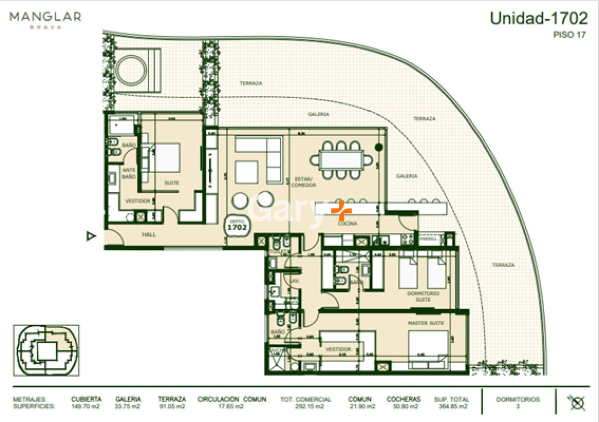 Apartamento ID.27050 - Penthouse de 3 dormitorios en venta, Punta del Este
