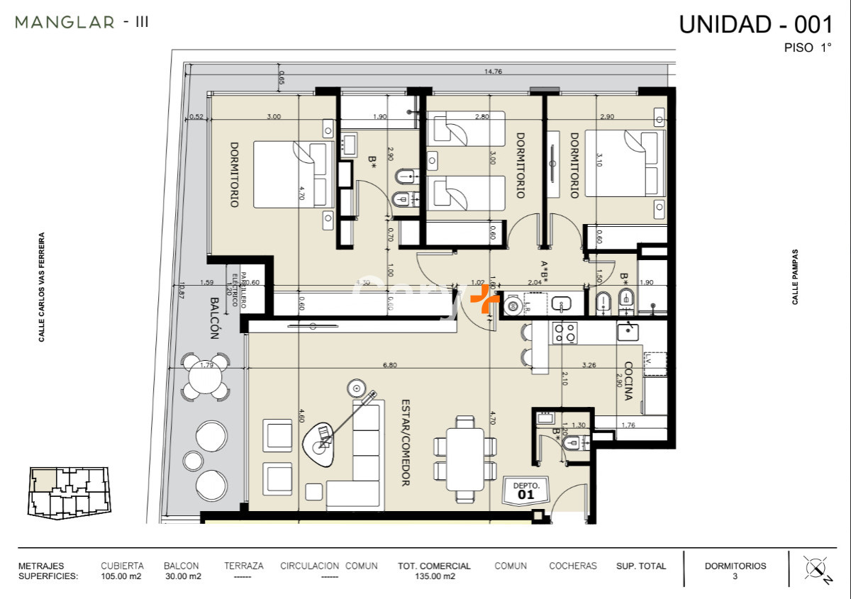 Apartamento ID.29039 - Apartamento en venta 3 dormitorios, en pozo, Punta del Este
