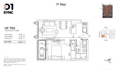 Apartamento un dormitorio en venta zona Barrio Sur