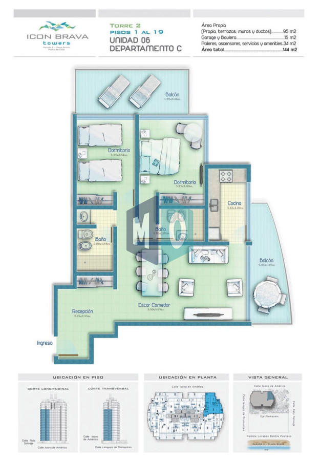 Apartamento ID.1054 - Icon Brava, 2 dorm, 2 baños, losa radiante, garaje, baulera.
