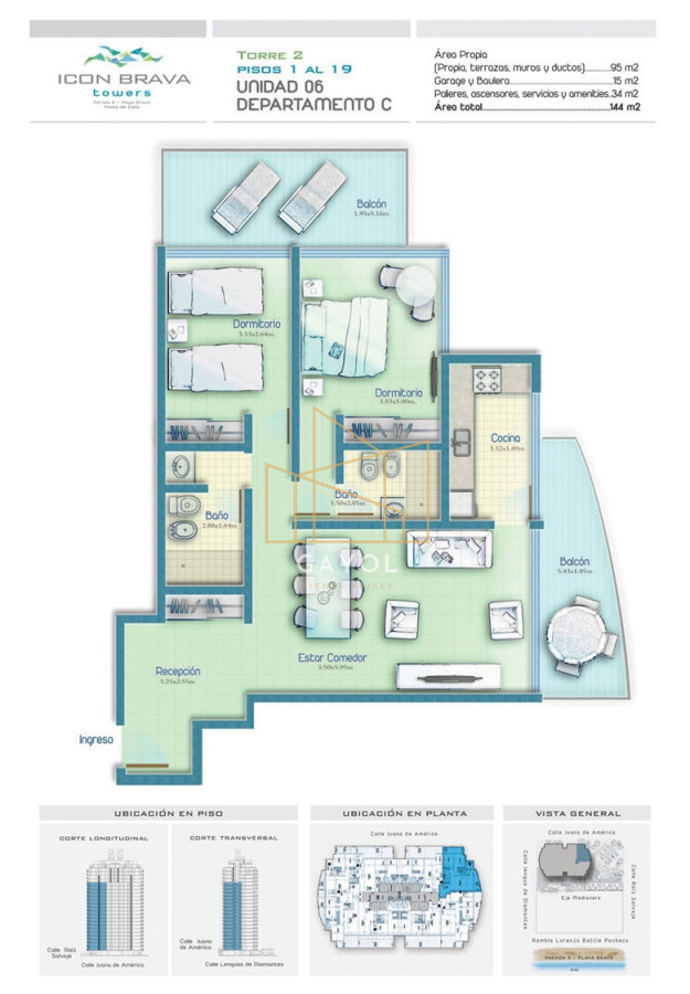 Apartamento ID.653 - Icon Brava, 2 dorm, 2 baños, losa radiante, garaje, baulera.
