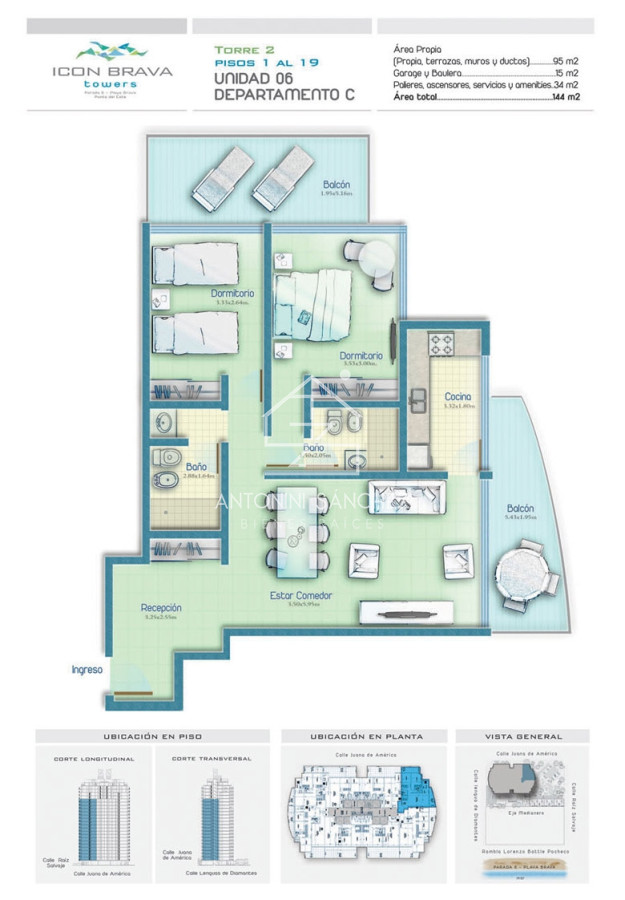 Apartamento ID.2361 - Icon Brava, 2 dorm, 2 baños, losa radiante, garaje, baulera.