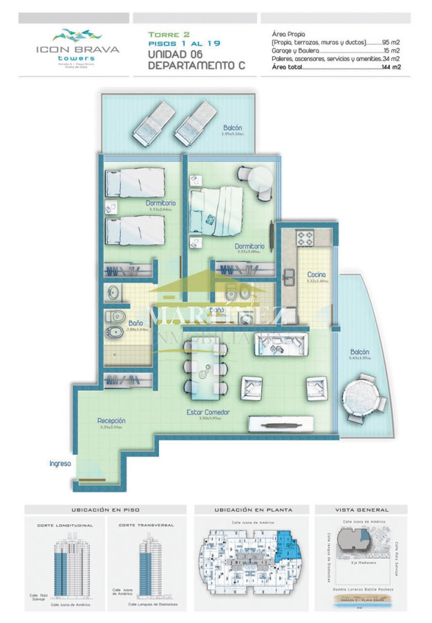 Apartamento ID.96 - Icon Brava, 2 dorm, 2 baños, losa radiante, garaje, baulera.