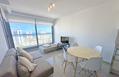 Piso alto, 1 suite + toilette, garaje. Full amenities. 